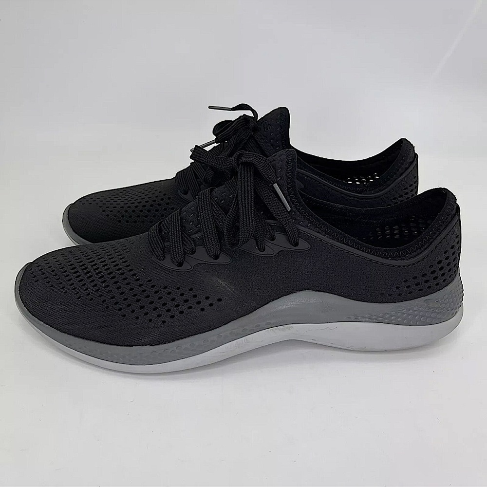 Crocs LiteRide 360 Pacer Black/Slate Grey Shoes Lace Up women's 8